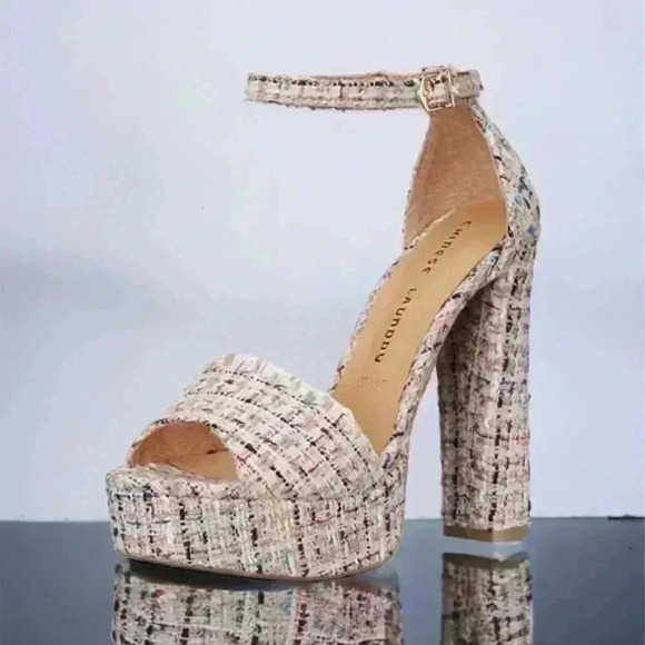 CHINESE LAUNDRY Avenue Tweed sky high chunky plaid block platform shoe size 9.5 - Picture 1 of 15